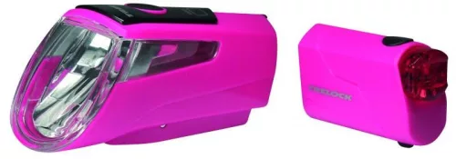 Trelock LS 460 I-GO® Power + LS 720 akkumulátoros első+hátsó lámpa [pink]