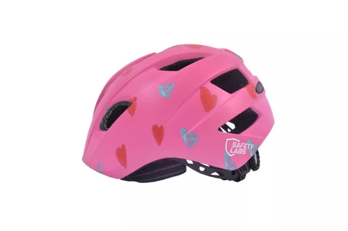 Safety Labs Fiona Light gyermek kerékpáros sisak [rózsaszín szivecskés, 48-53 cm (S)]