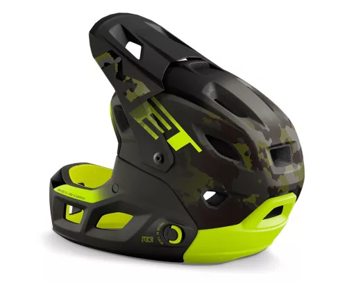 MET Parachute MCR MIPS fullface kerékpáros sisak [camo zöld-lime, 52-56 cm (S)]