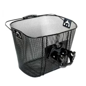 Kosár első acél city kormányra + qr tartó fekete