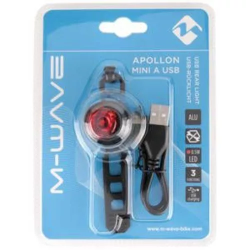 Villogo hátso 'apollon mini usb' 0,5w 1led m-wave lámpa hátso akkus 0,5w led 'apollon mini