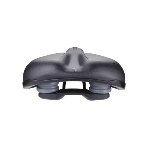 BBB Cycling kerékpáros nyereg BSD-102 ComfortPlus Relaxed, unisex, szintetikus bevonat, anatómiai csatornával, emlékező szivacsos, 205mm széles, 265mm hosszú, fekete