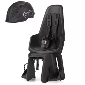   Bobike hátsó gyerekülés ONE maxi + in-mold gyereksisak szettben, vázra és csomagtartóra szerelhető, fekete S