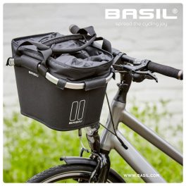   Basil első kosár Classic Carry All Front Basket, KF kompatibilis, kormányadapter nélkül (TBA 70177), szürke